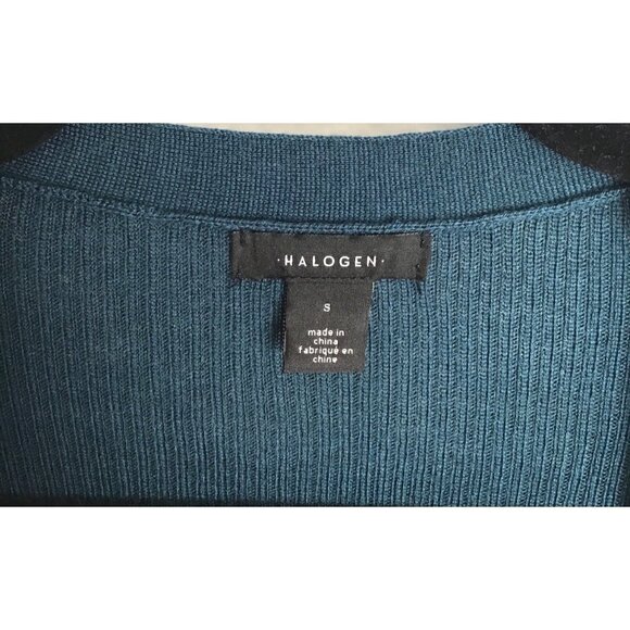 HALOGEN- WOMENS GREEN OPEN FRONT SIDE POCKETS CARDIGAN SIZE SMALL - Picture 3 of 7